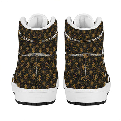 Classic Orthodox Pattern Print High Top Leather Sneakers
