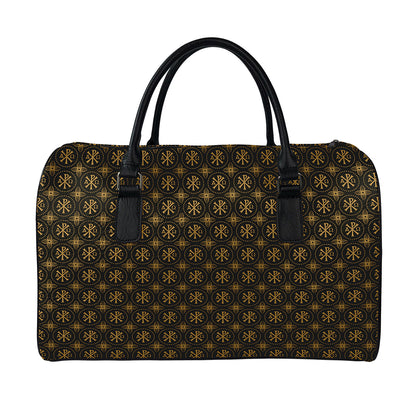 Classic Orthodox Pattern Print Leather Duffle Bag