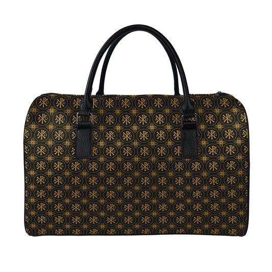 Classic Orthodox Pattern Print Leather Duffle Bag