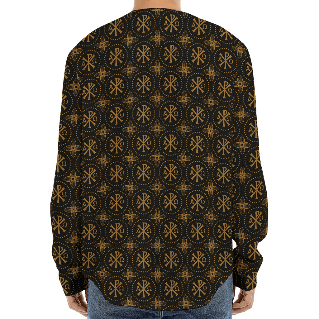 Classic Orthodox Pattern Print Long Sleeve Baseball Jersey