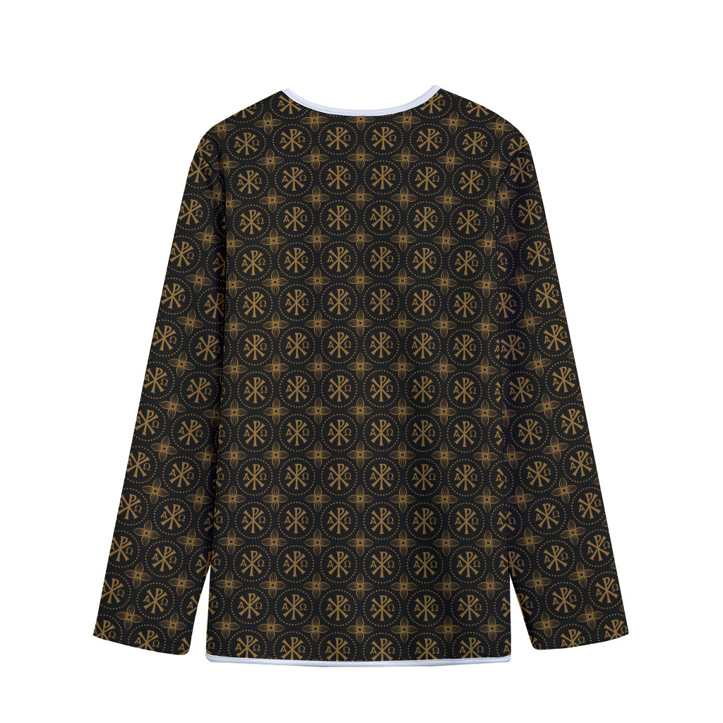 Classic Orthodox Pattern Print Long Sleeve Short Coat