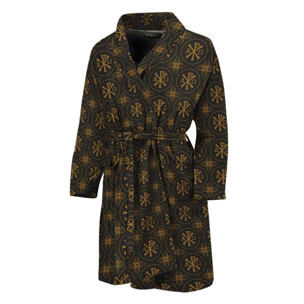 Classic Orthodox Pattern Print Men's Bathrobe