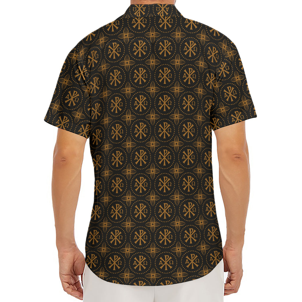 Classic Orthodox Pattern Print Men's Deep V-Neck Shirt
