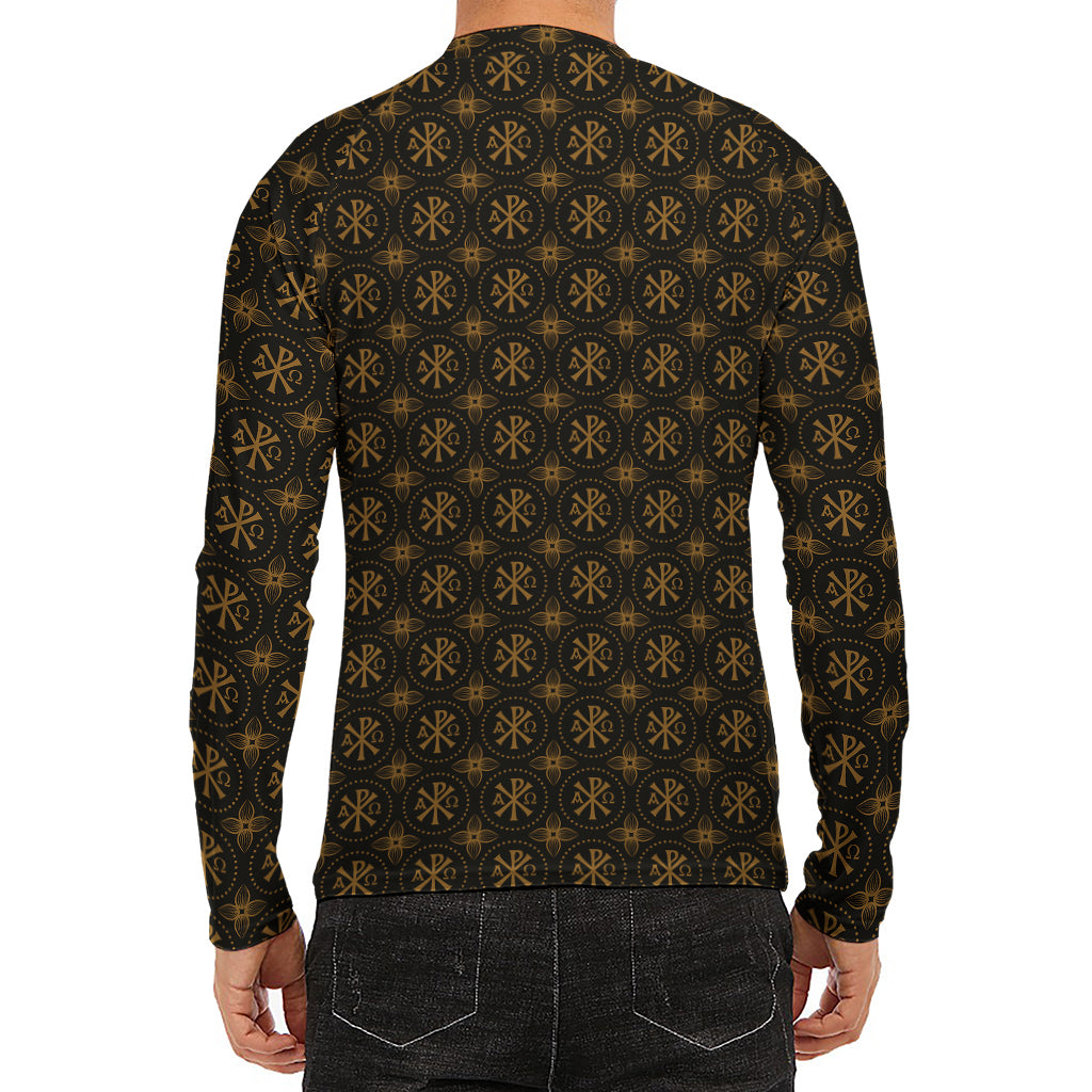 Classic Orthodox Pattern Print Men's Long Sleeve Rash Guard