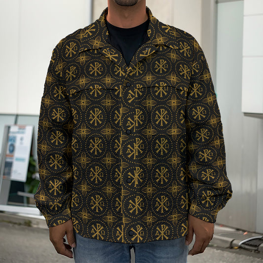 Classic Orthodox Pattern Print Men's Shirt Jacket