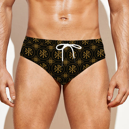Classic Orthodox Pattern Print Men's Swim Briefs