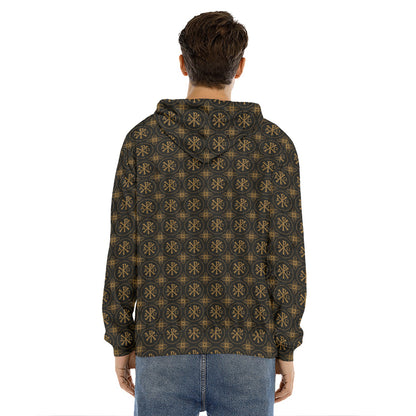 Classic Orthodox Pattern Print Men's Velvet Pullover Hoodie