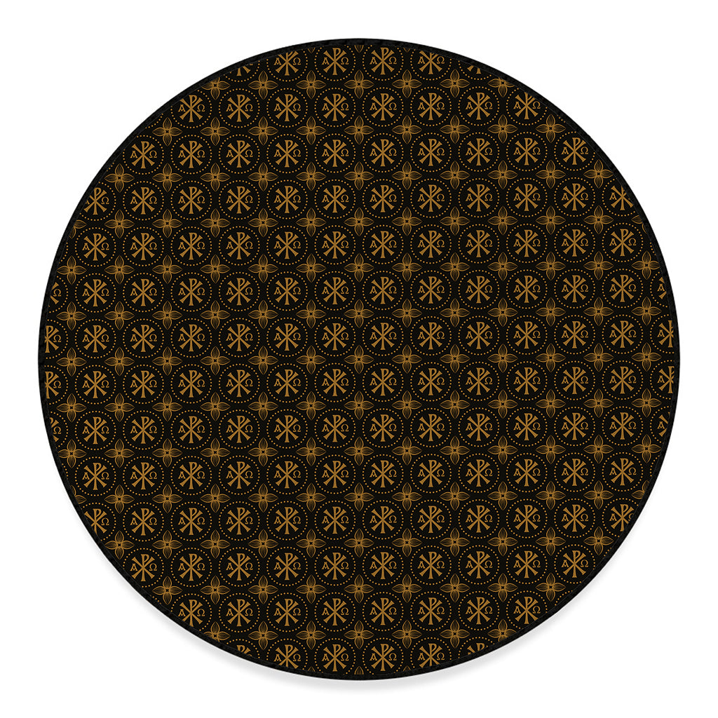 Classic Orthodox Pattern Print Round Floor Mat