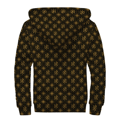 Classic Orthodox Pattern Print Sherpa Lined Zip Up Hoodie