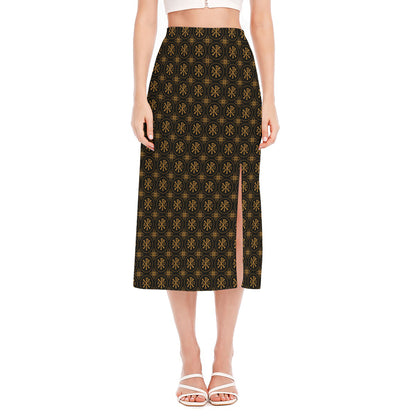 Classic Orthodox Pattern Print Side Slit Midi Skirt