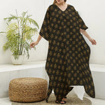 Classic Orthodox Pattern Print Silk V-Neck Kaftan Dress