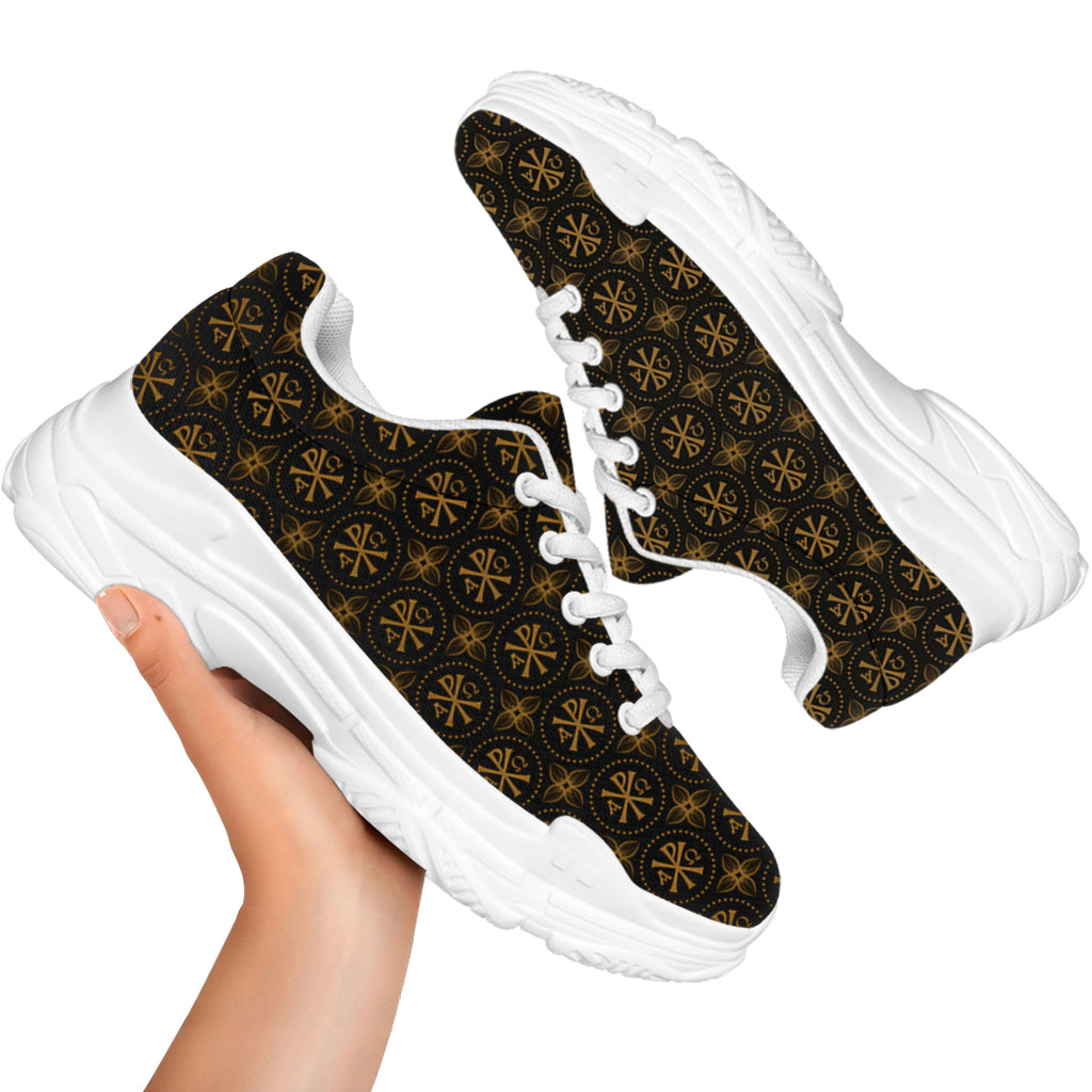 Classic Orthodox Pattern Print White Chunky Shoes