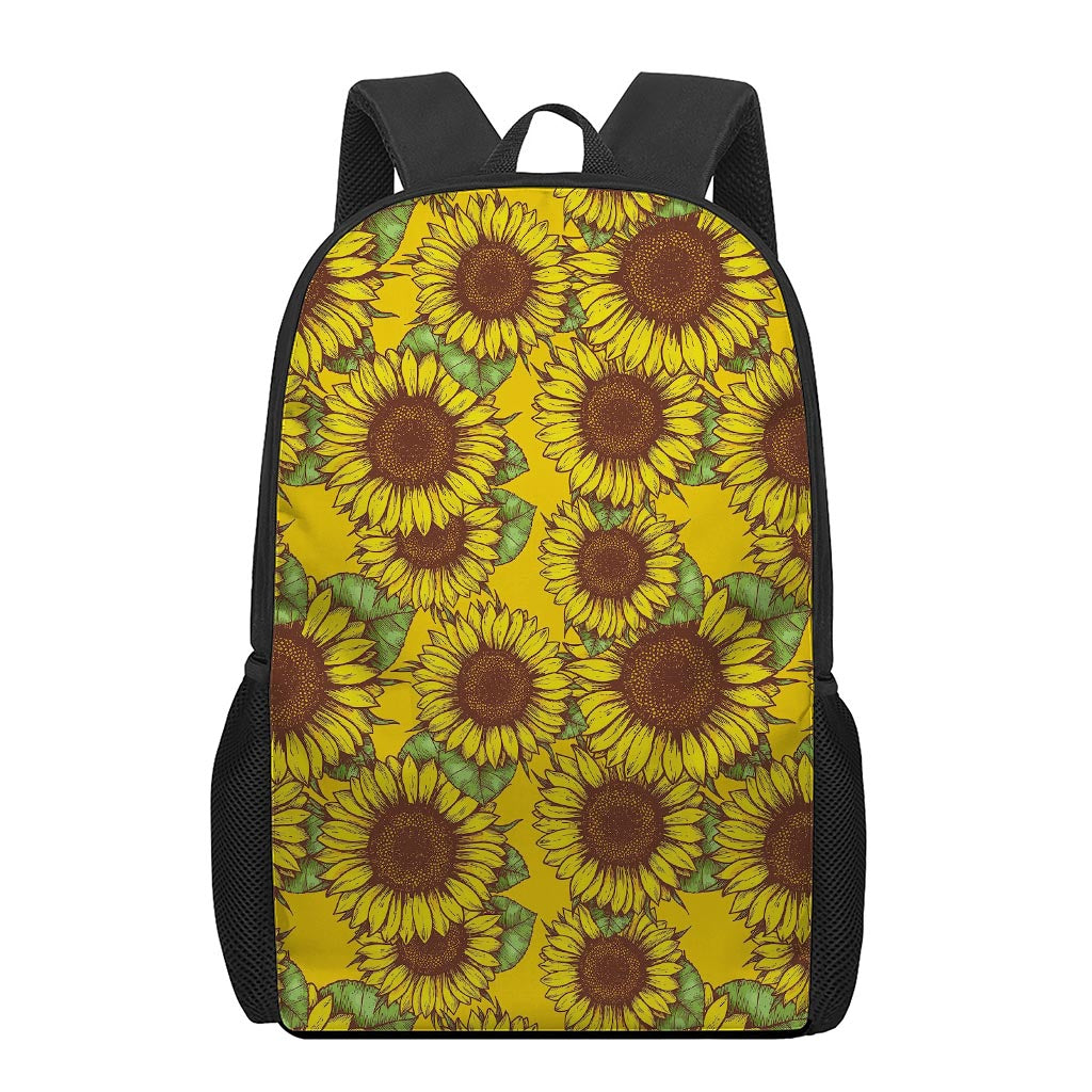 Classic Vintage Sunflower Pattern Print 17 Inch Backpack