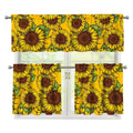 Classic Vintage Sunflower Pattern Print 3 Piece Kitchen Curtains