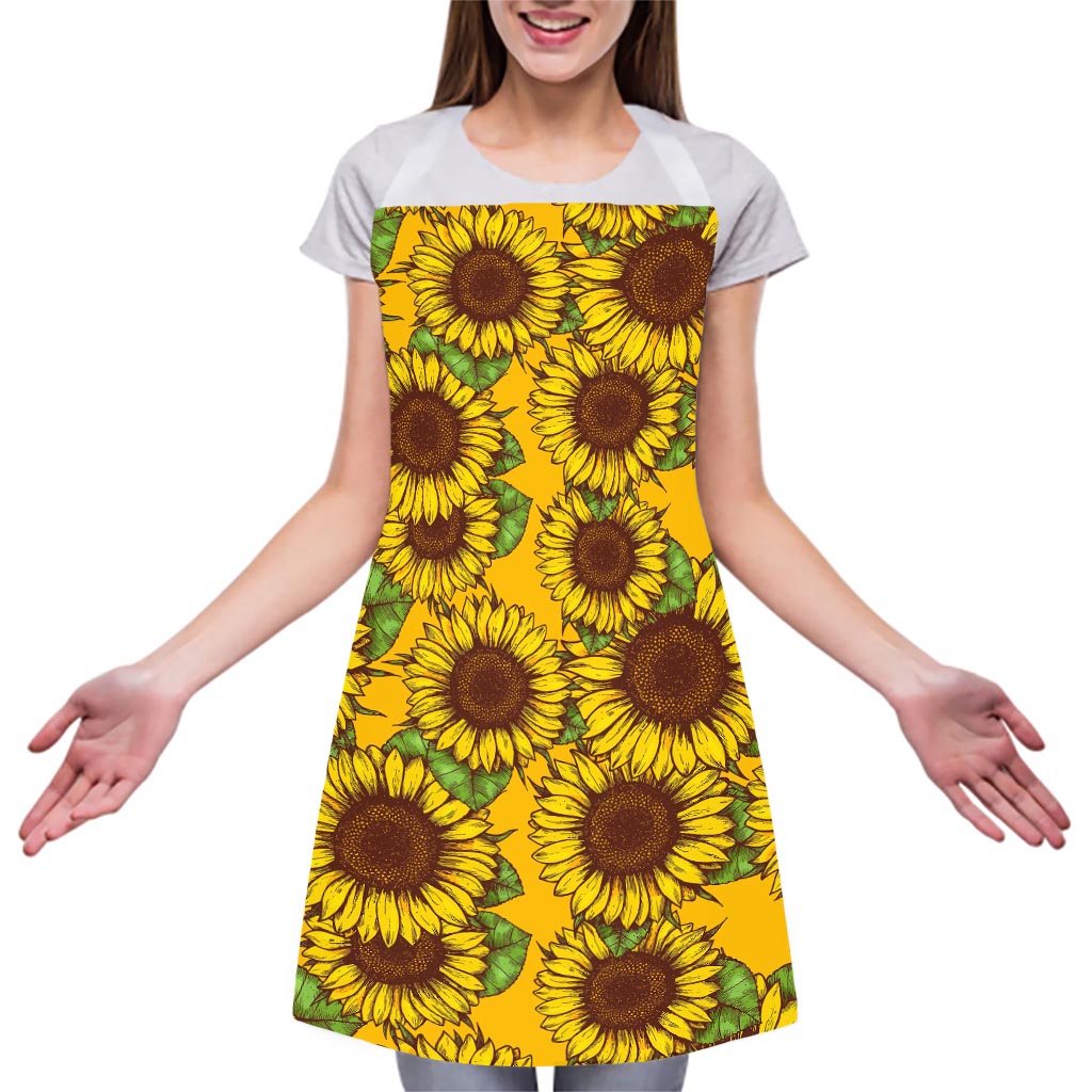 Classic Vintage Sunflower Pattern Print Adjustable Apron