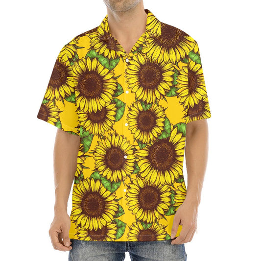 Classic Vintage Sunflower Pattern Print Aloha Shirt