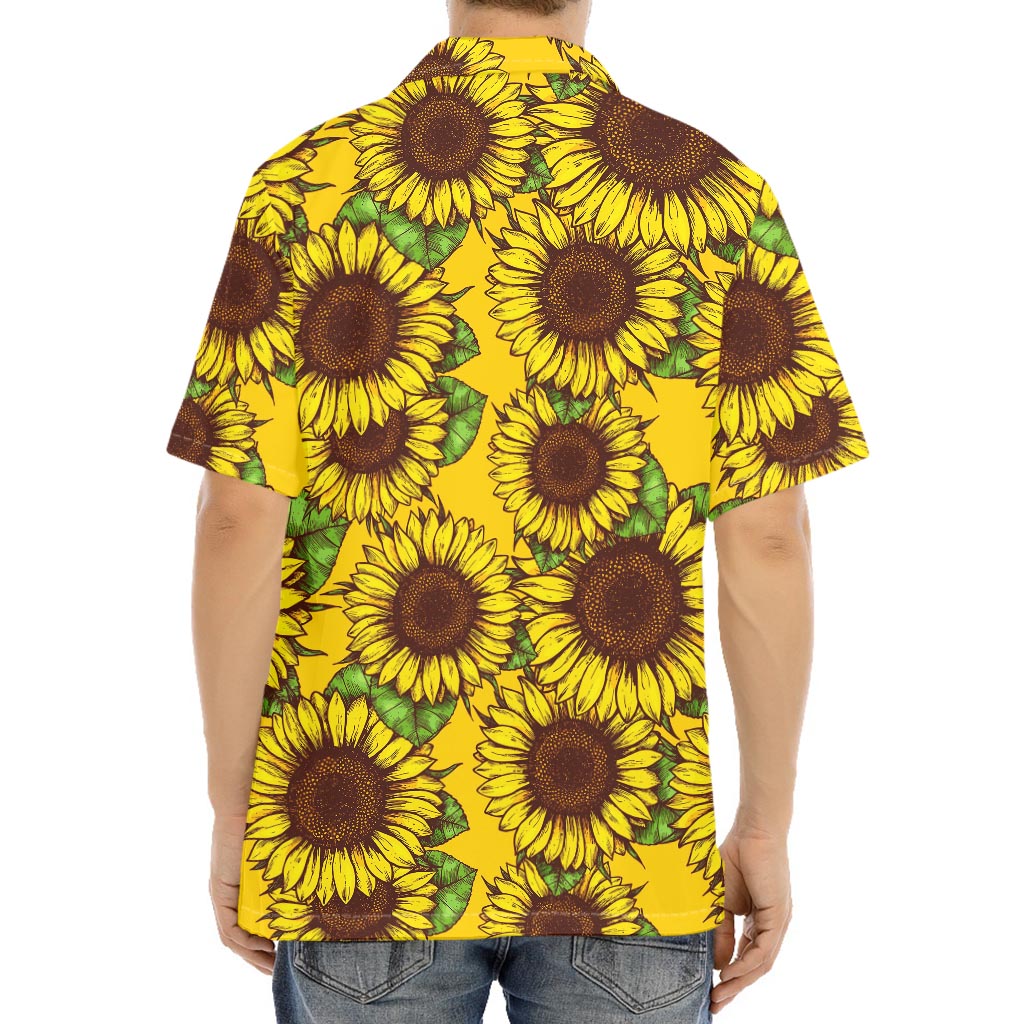 Classic Vintage Sunflower Pattern Print Aloha Shirt