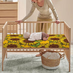 Classic Vintage Sunflower Pattern Print Baby Crib Sheet