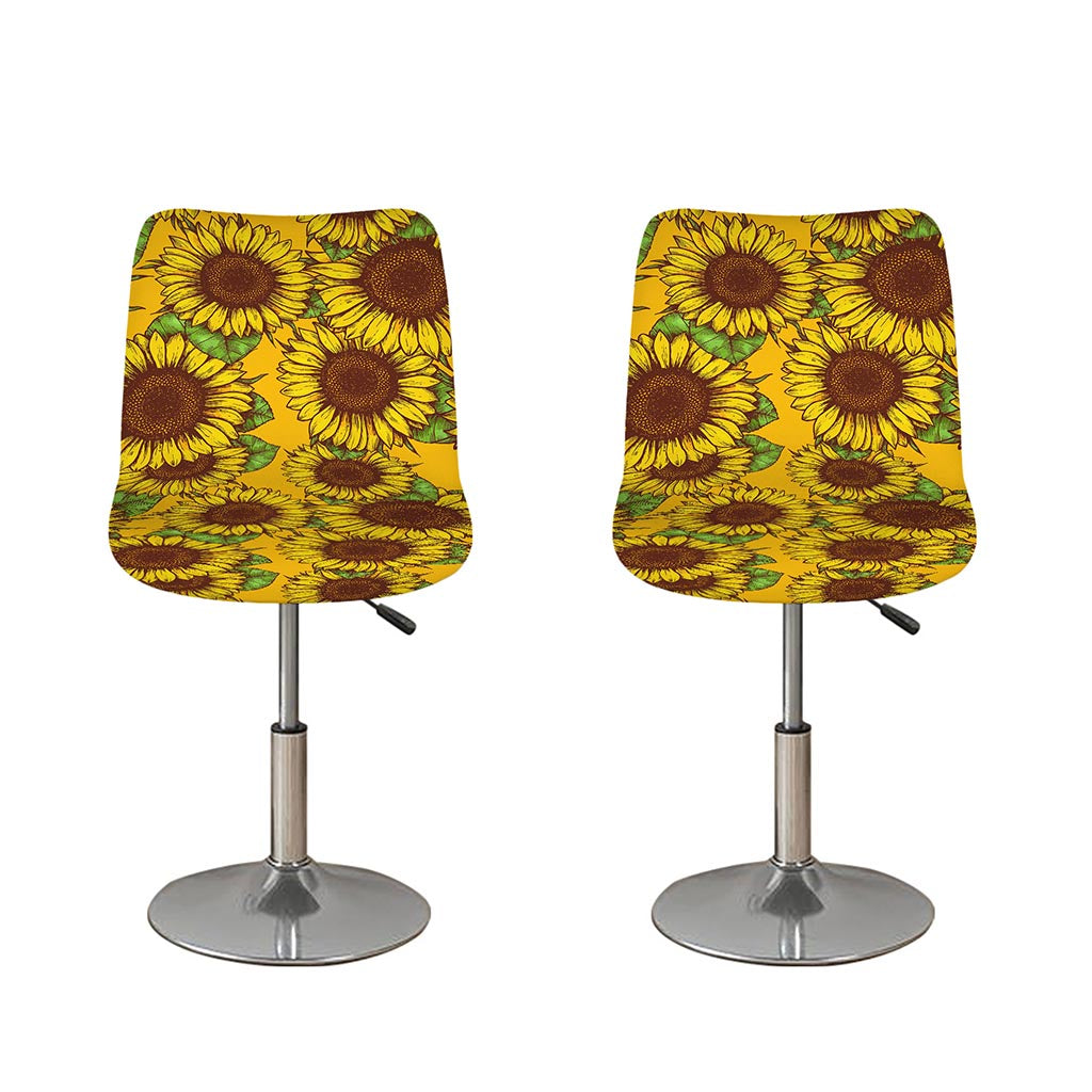 Classic Vintage Sunflower Pattern Print Bar Stool Covers