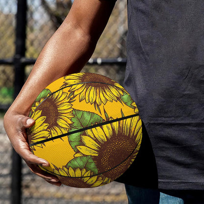 Classic Vintage Sunflower Pattern Print Basketball