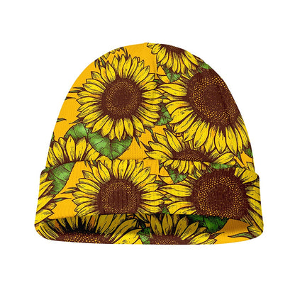 Classic Vintage Sunflower Pattern Print Beanie