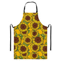 Classic Vintage Sunflower Pattern Print Bib Apron With Pocket