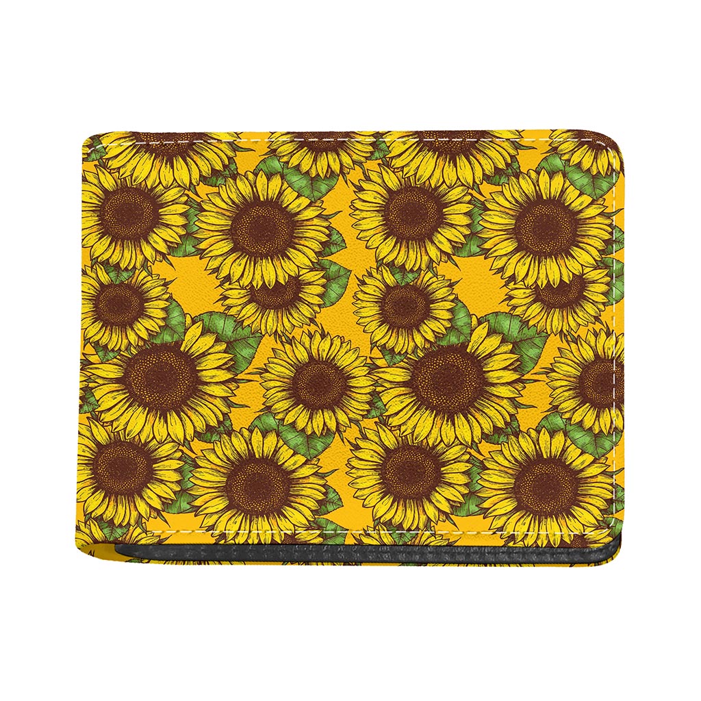 Classic Vintage Sunflower Pattern Print Bifold Wallet