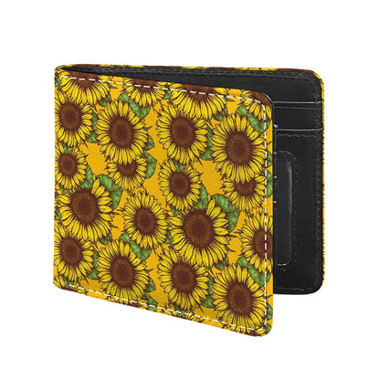 Classic Vintage Sunflower Pattern Print Bifold Wallet