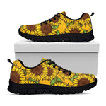 Classic Vintage Sunflower Pattern Print Black Running Shoes