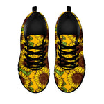 Classic Vintage Sunflower Pattern Print Black Running Shoes