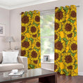 Classic Vintage Sunflower Pattern Print Dimout Grommet Curtains