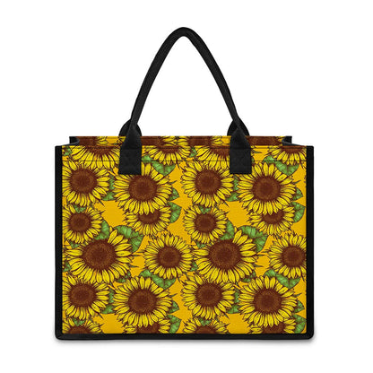 Classic Vintage Sunflower Pattern Print Canvas Tote Bag