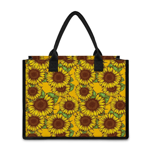 Classic Vintage Sunflower Pattern Print Canvas Tote Bag