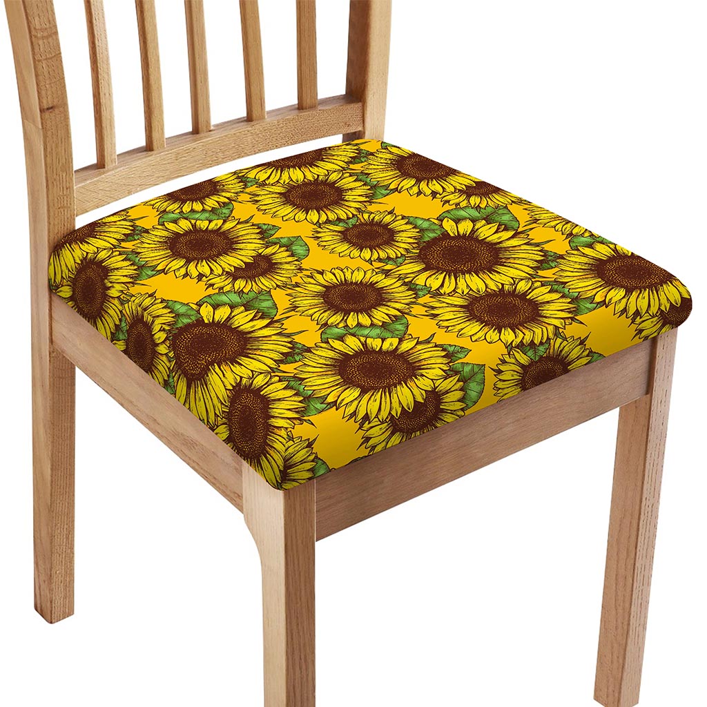 Classic Vintage Sunflower Pattern Print Chair Cushion Cover