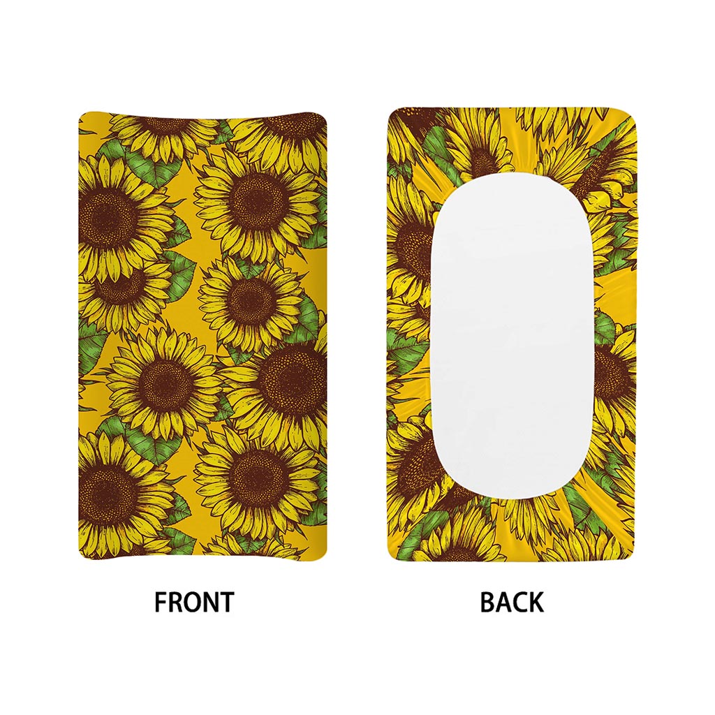 Classic Vintage Sunflower Pattern Print Changing Pad Cover
