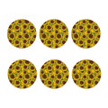 Classic Vintage Sunflower Pattern Print Coaster Set