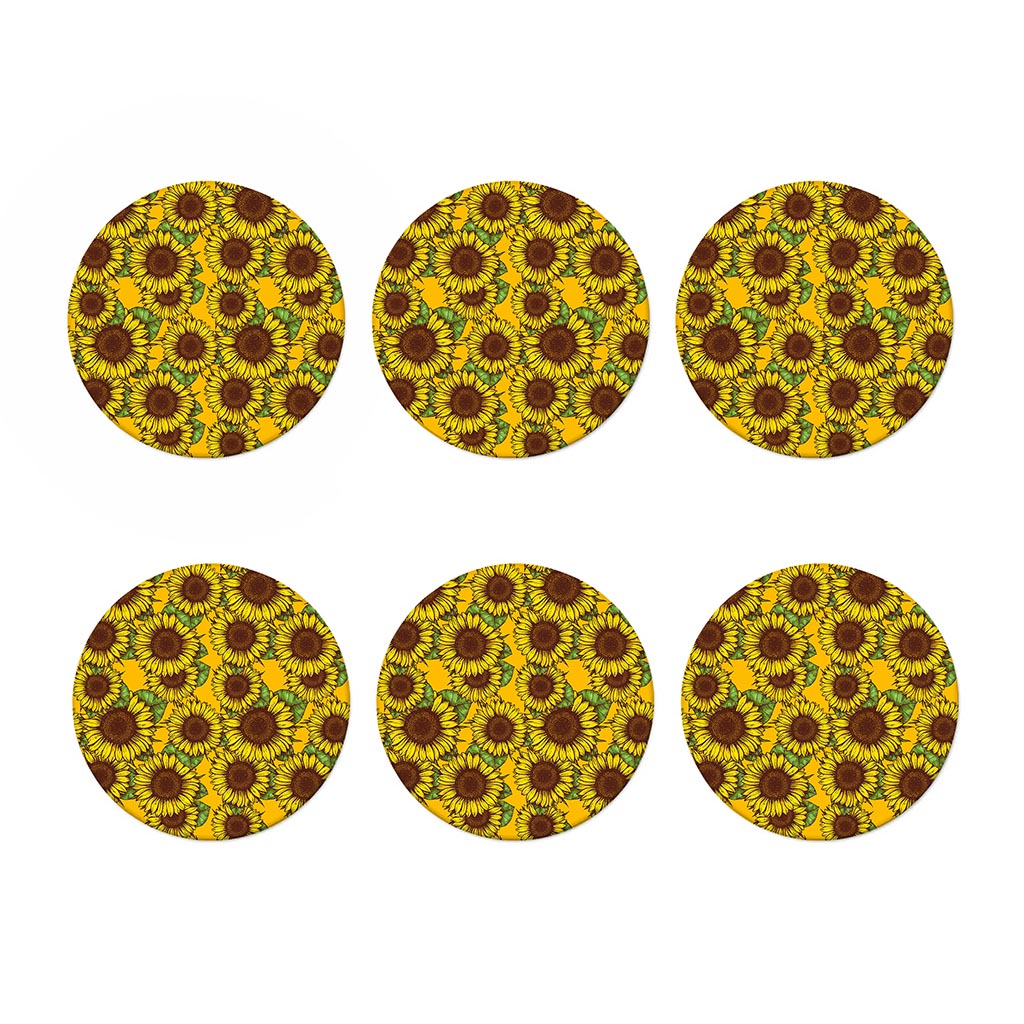Classic Vintage Sunflower Pattern Print Coaster Set