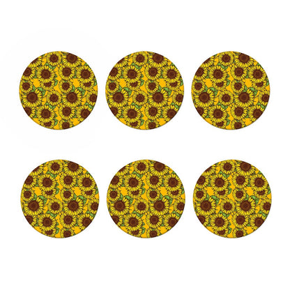 Classic Vintage Sunflower Pattern Print Coaster Set