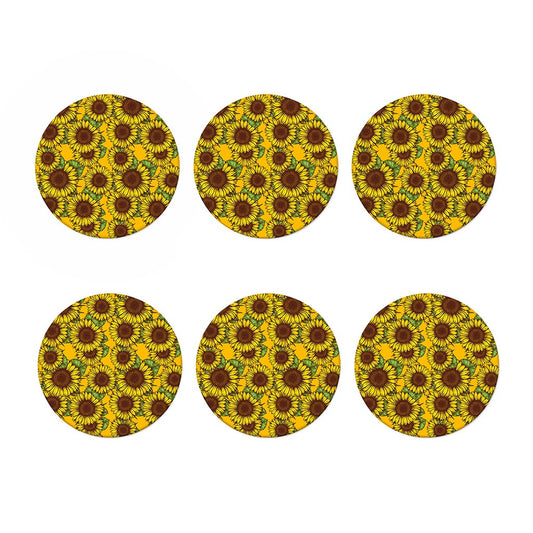 Classic Vintage Sunflower Pattern Print Coaster Set