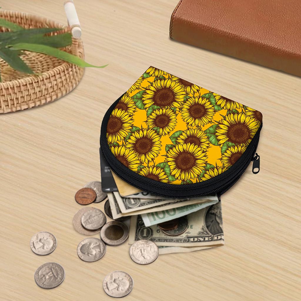 Classic Vintage Sunflower Pattern Print Coin Purse