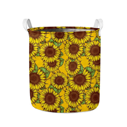 Classic Vintage Sunflower Pattern Print Collapsible Laundry Basket