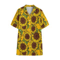 Classic Vintage Sunflower Pattern Print Cotton Hawaiian Shirt
