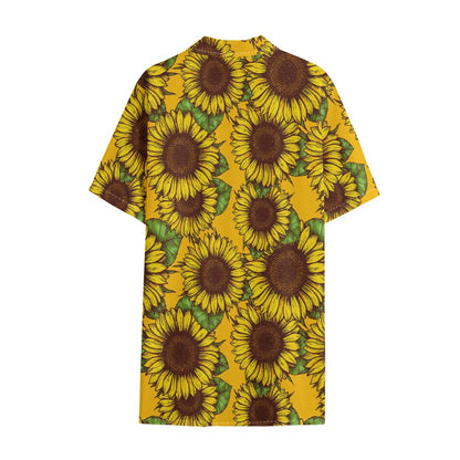 Classic Vintage Sunflower Pattern Print Cotton Hawaiian Shirt