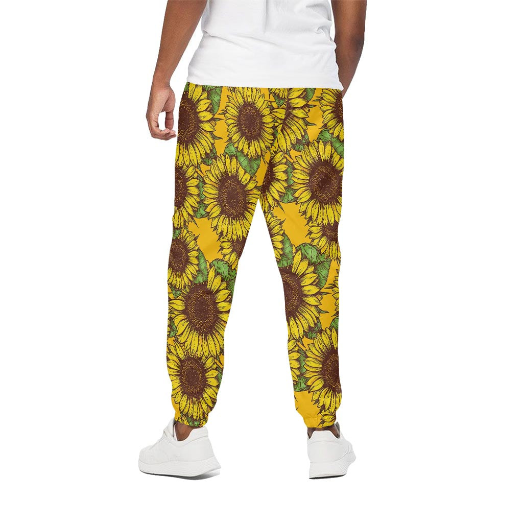 Classic Vintage Sunflower Pattern Print Cotton Pants