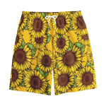 Classic Vintage Sunflower Pattern Print Cotton Shorts
