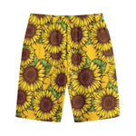 Classic Vintage Sunflower Pattern Print Cotton Shorts
