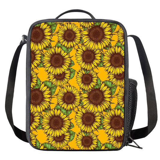 Classic Vintage Sunflower Pattern Print Crossbody Lunch Bag