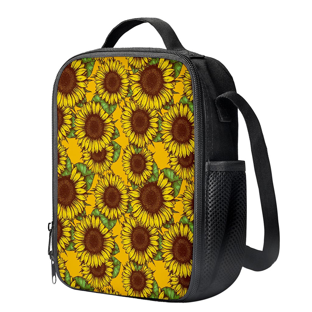 Classic Vintage Sunflower Pattern Print Crossbody Lunch Bag