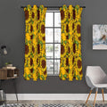 Classic Vintage Sunflower Pattern Print Grommet Curtain Panels
