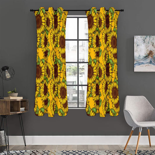Classic Vintage Sunflower Pattern Print Curtain